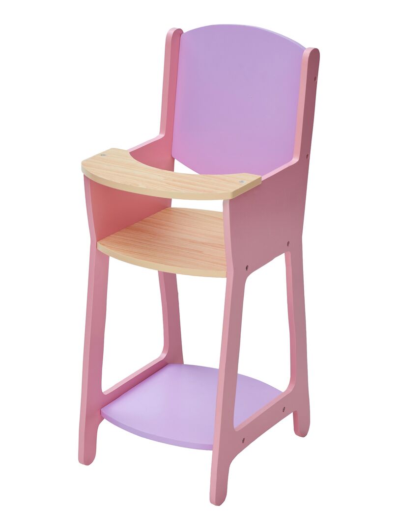 Chaise haute en bois de poupée poupon de 40 cm jouet enfant rose