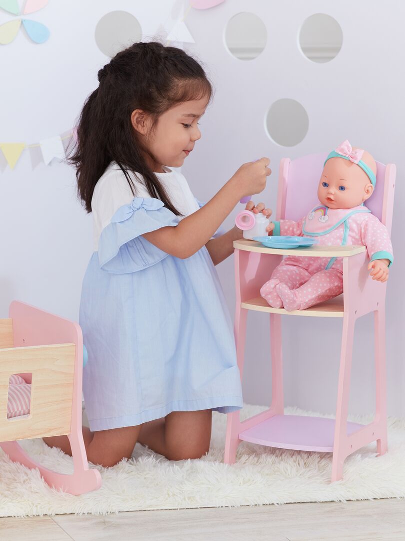 Chaise haute en bois de poupée poupon de 40 cm jouet enfant rose violet  Olivia's Little World - N/A - Kiabi - 43.99€