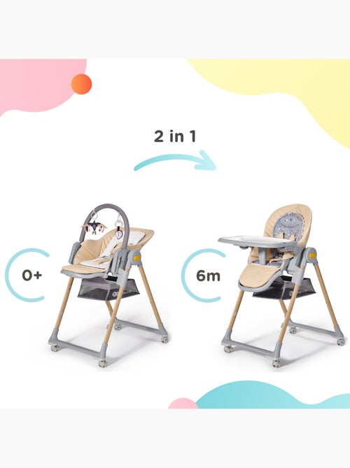 Chaise Haute et Transat Kinderkraft LASTREE 2 en 1 avec Dossier Inclinable et Hauteur Réglable - Kiabi Chaise Haute et Transat Kinderkraft LASTREE 2 en 1 avec Dossier Inclinable et Hauteur Réglable - Kiabi