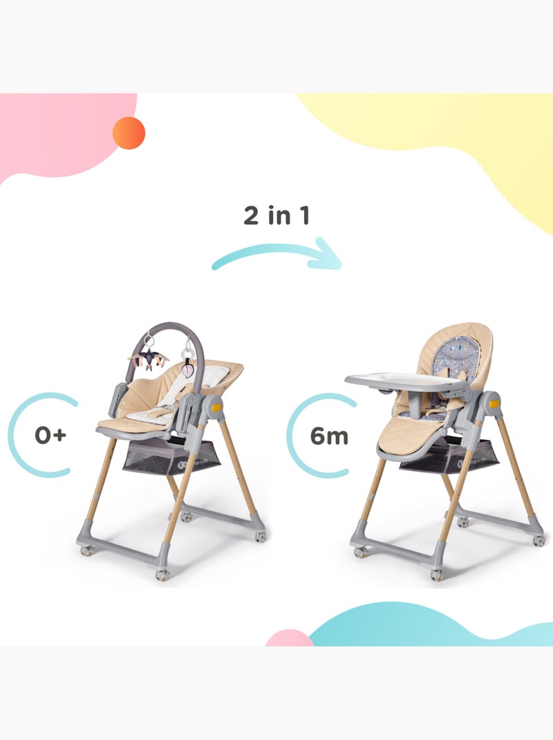 Chaise Haute et Transat Kinderkraft LASTREE 2 en 1 avec Dossier Inclinable et Hauteur Réglable Rose - Kiabi