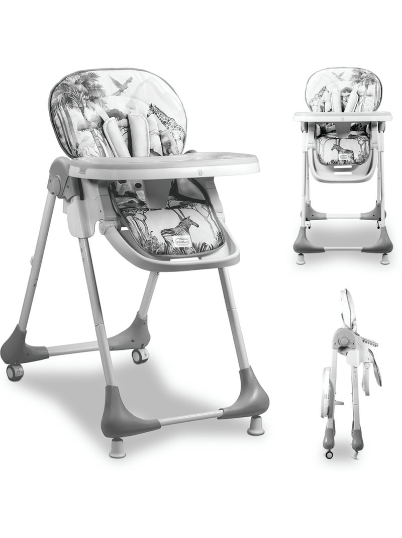 Chaise Haute Évolutive - Régable en 3 positions - Pliant - Chef Gris - Kiabi