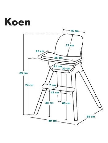 Chaise haute évolutive 2en1 LIONELO Koen - Jusqu'à 50kg - Léger - Plateau amovible