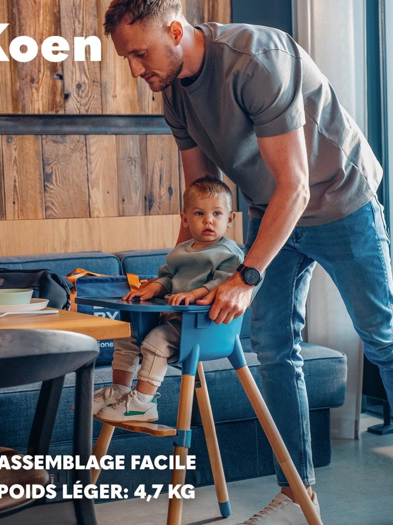 Chaise haute évolutive 2en1 LIONELO Koen - Jusqu'à 50kg - Léger - Plateau amovible Bleu - Kiabi