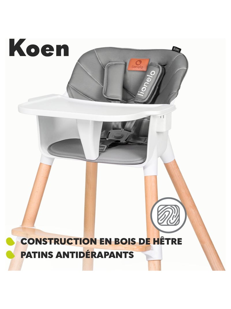 Chaise haute évolutive 2en1 LIONELO Koen - Jusqu'à 50kg - Léger - Plateau amovible Bleu - Kiabi