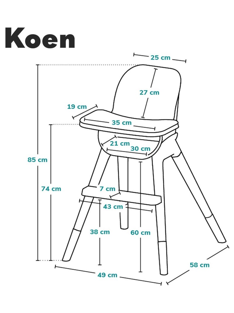 Chaise haute évolutive 2en1 LIONELO Koen - Jusqu'à 50kg - Léger - Plateau amovible Bleu - Kiabi