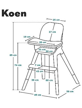 Chaise haute évolutive 2en1 LIONELO Koen - Jusqu'à 50kg - Léger - Plateau amovible