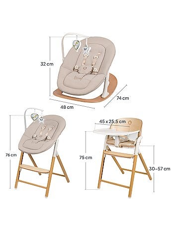 Chaise haute évolutive 3en1 LIONELO Celia Set - Transat - Jusqu'à 110kg - Réglage d'une seule main