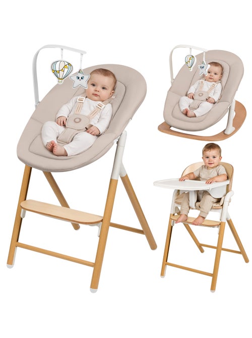 Chaise haute évolutive 3en1 LIONELO Celia Set - Transat - Jusqu'à 110kg - Réglage d'une seule main - Kiabi