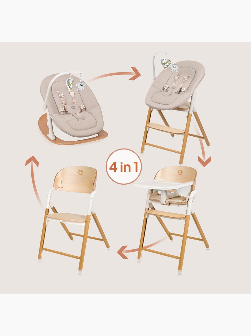 Chaise haute évolutive 3en1 LIONELO Celia Set - Transat - Jusqu'à 110kg - Réglage d'une seule main Bois naturel - Kiabi