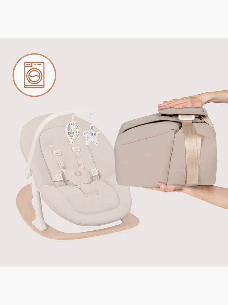 Chaise haute évolutive 3en1 LIONELO Celia Set - Transat - Jusqu'à 110kg - Réglage d'une seule main Bois naturel - Kiabi