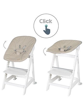 Chaise haute évolutive avec transat en cuir PU inclinable 'Roba Born Up'