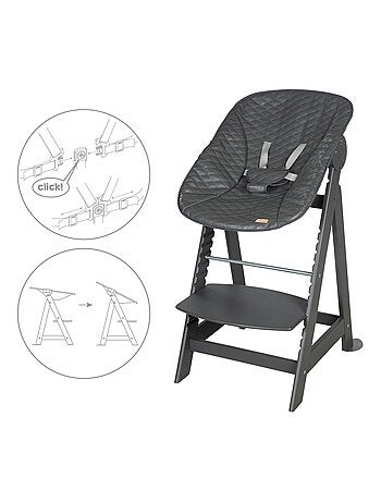 Chaise haute évolutive avec transat en cuir PU inclinable 'Roba Born Up'