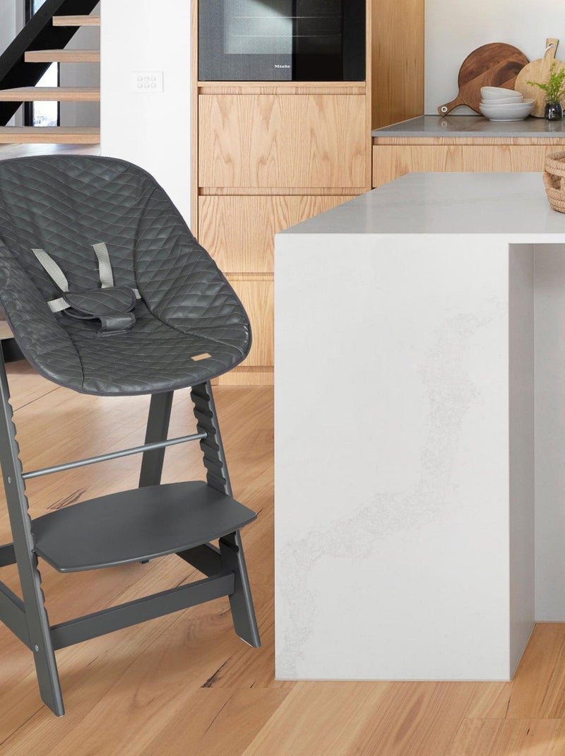 Chaise haute évolutive avec transat inclinable en cuir PU 'Roba Born Up' gris anthracite - Kiabi