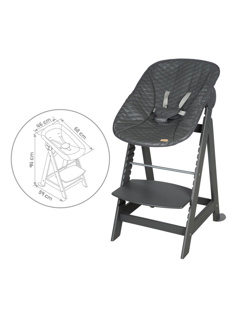 Chaise haute évolutive avec transat inclinable en cuir PU 'Roba Born Up' gris anthracite - Kiabi