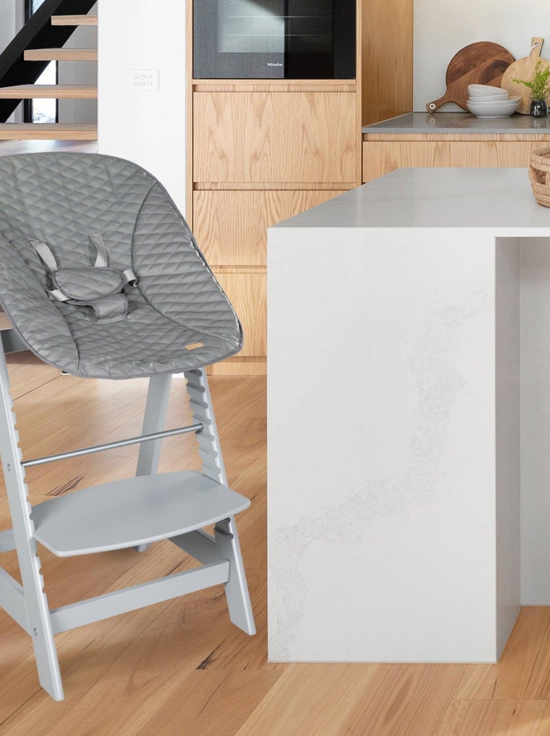 Chaise haute évolutive avec transat inclinable en cuir PU 'Roba Born Up' Gris taupe - Kiabi
