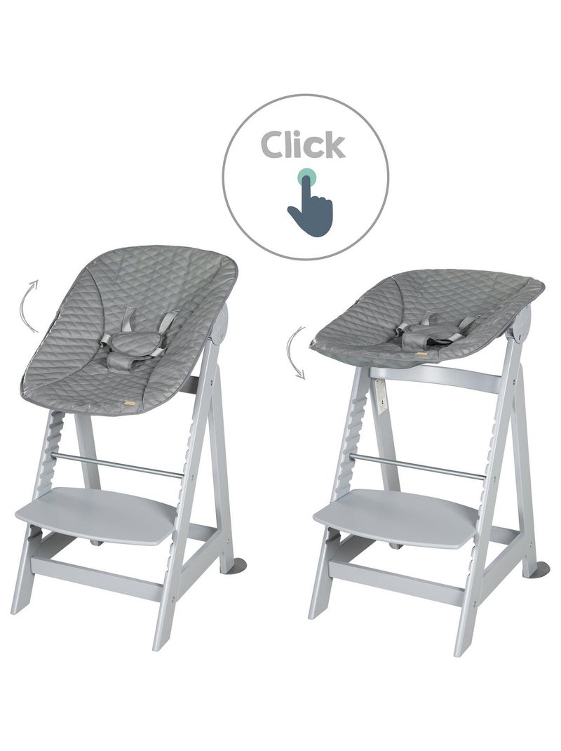 Chaise haute évolutive avec transat inclinable en cuir PU 'Roba Born Up' Gris taupe - Kiabi