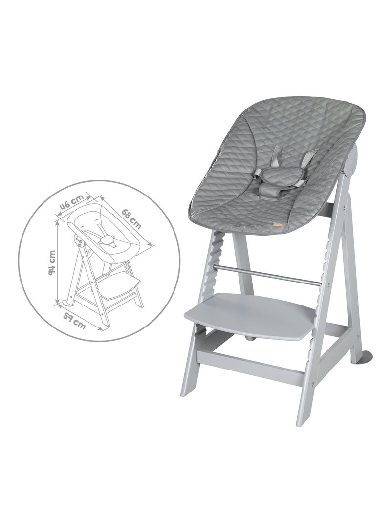 Chaise haute évolutive avec transat inclinable en cuir PU 'Roba Born Up' Gris taupe - Kiabi