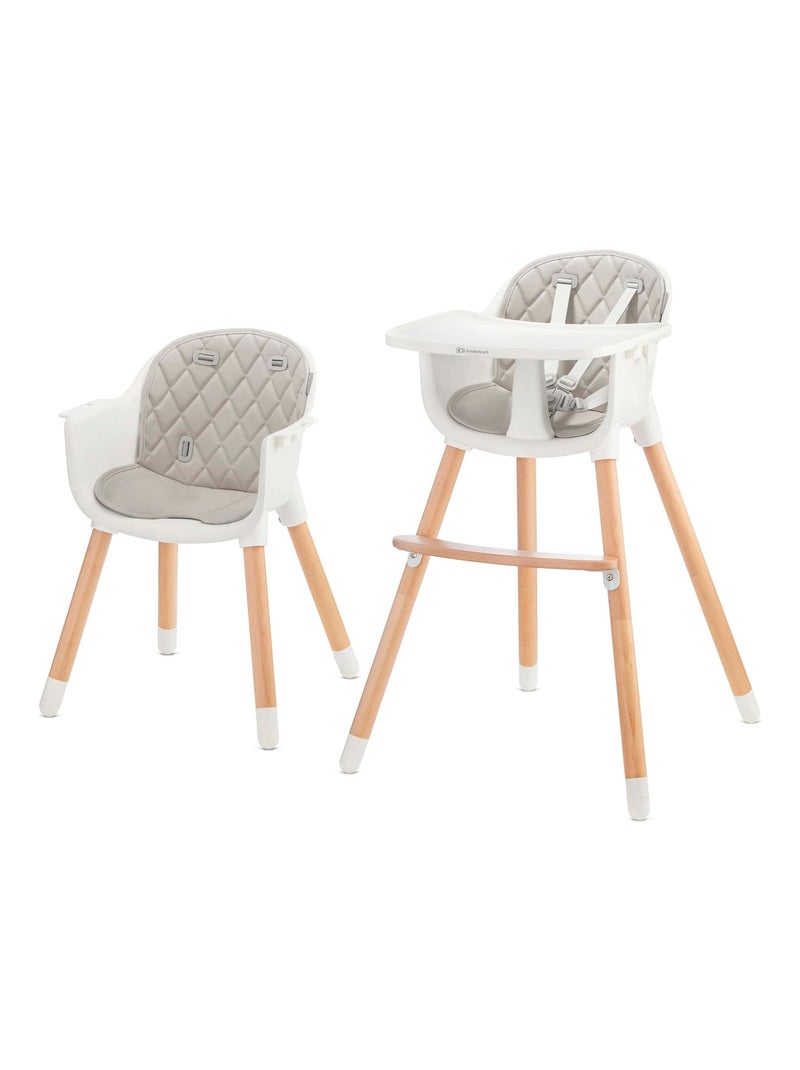 Chaise haute évolutive bébé 2 en 1 avec position transat Gris - Kiabi