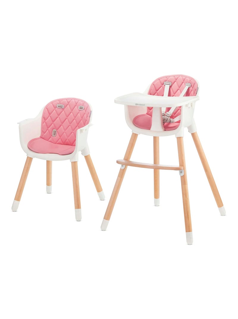 Chaise haute évolutive bébé 2 en 1 avec position transat Rose - Kiabi