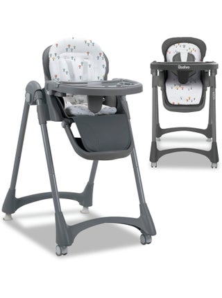 Chaise haute évolutive bébé, compact, plateau double - Soja