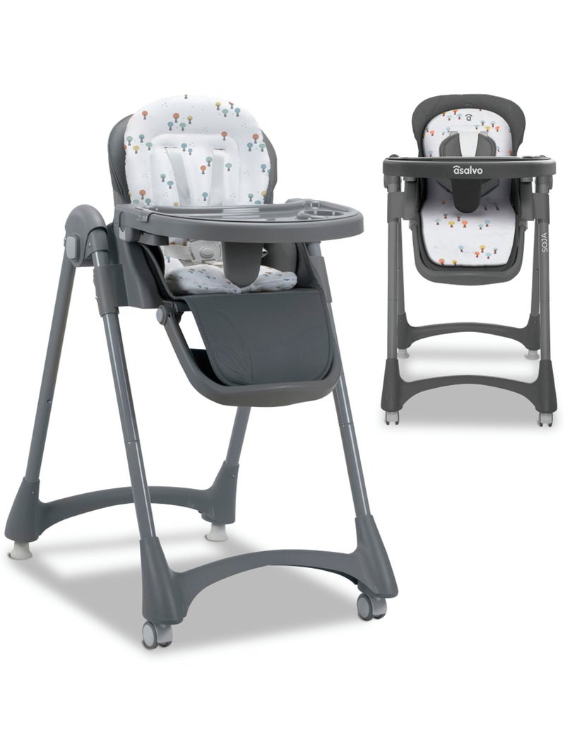 Chaise haute évolutive bébé, compact, plateau double - Soja Blanc Bleu - Kiabi