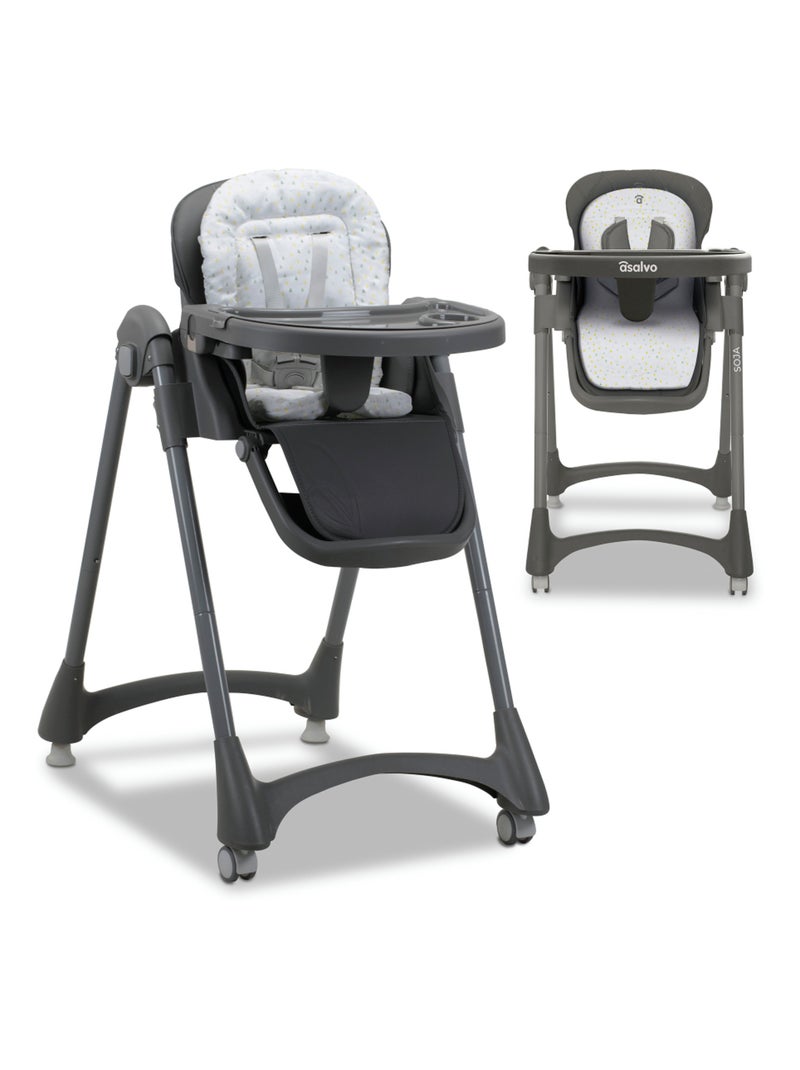 Chaise haute évolutive bébé, compact, plateau double - Soja Gris - Kiabi