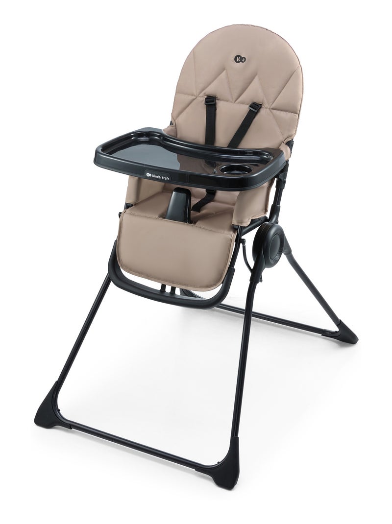 Chaise haute evolutive bebe dossier inclinable et harnais Beige - Kiabi