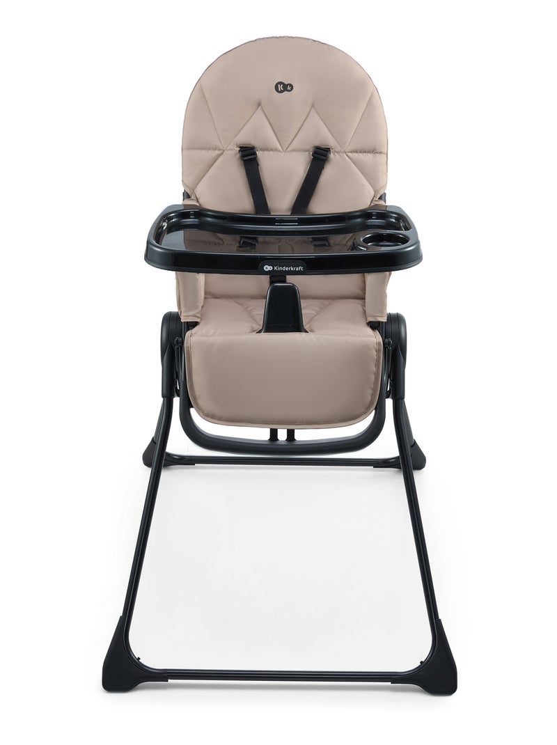 Chaise haute evolutive bebe dossier inclinable et harnais Beige - Kiabi
