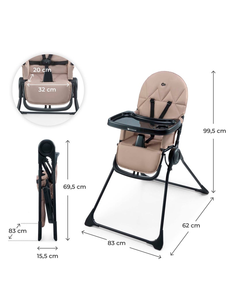 Chaise haute evolutive bebe dossier inclinable et harnais Beige - Kiabi