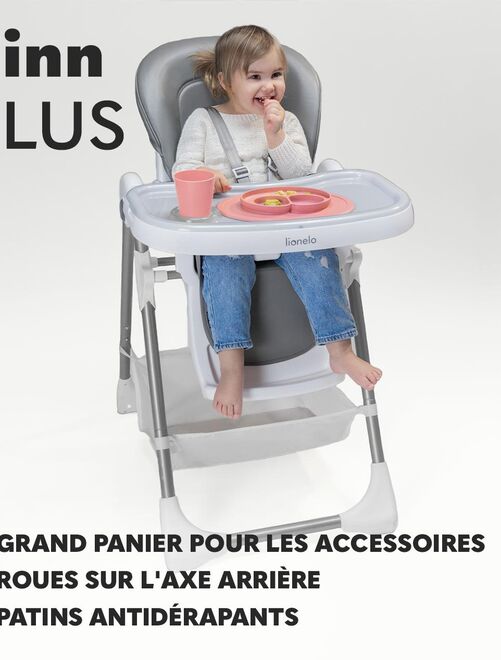 Chaise haute évolutive bébé LIONELO Linn Plus - Pliable - Réglable hauteur - 6 mois - 3 ans (15kg) - Kiabi