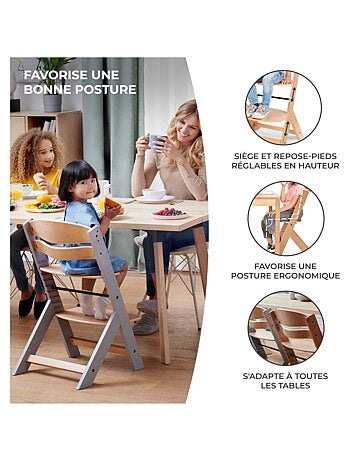 Chaise haute évolutive bois avec coussin et assise réglable