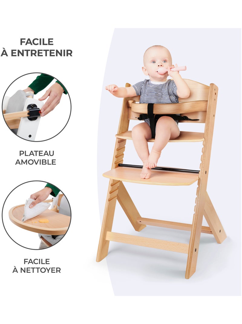 Chaise haute évolutive bois avec coussin et assise réglable Gris - Kiabi
