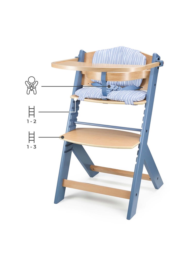 Chaise haute évolutive bois réglable Bleu - Kiabi