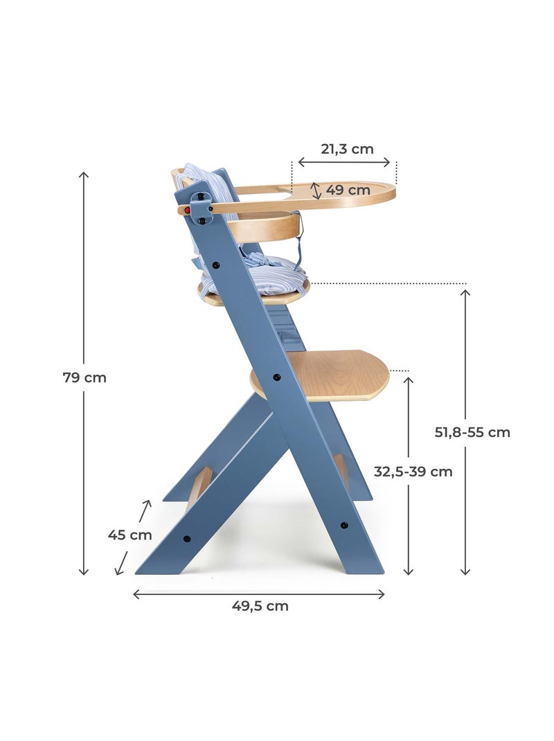 Chaise haute évolutive bois réglable Bleu - Kiabi