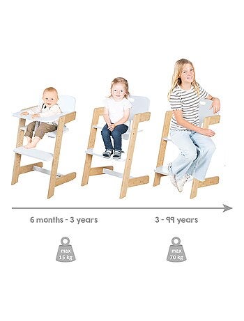 Chaise haute évolutive en bambou FSC® avec plateau repas 'Roba Nature Up'
