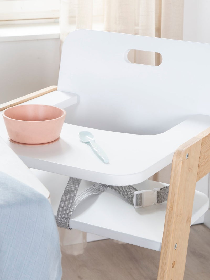 Chaise haute évolutive en bambou FSC® avec plateau repas 'Roba Nature Up' Blanc Marron - Kiabi