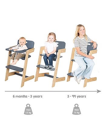 Chaise haute évolutive en bambou FSC® avec plateau repas 'Roba Nature Up'