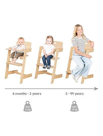 Chaise haute évolutive en bambou FSC® avec plateau repas 'Roba Nature Up'