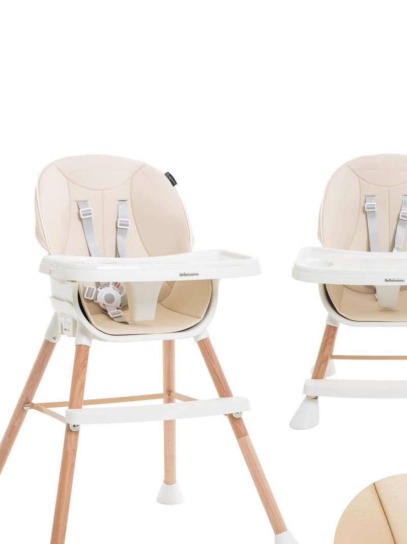 Chaise Haute Évolutive en Bois - 3 en 1 – 6 mois jusqu’à 5 ans - réhausseur - beige Beige - Kiabi