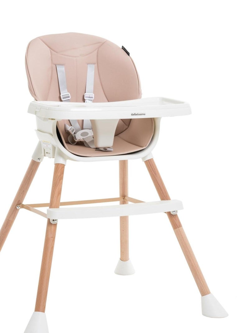 Chaise Haute Évolutive en Bois - 3 en 1 – 6 mois jusqu’à 5 ans - réhausseur - rose Rose - Kiabi