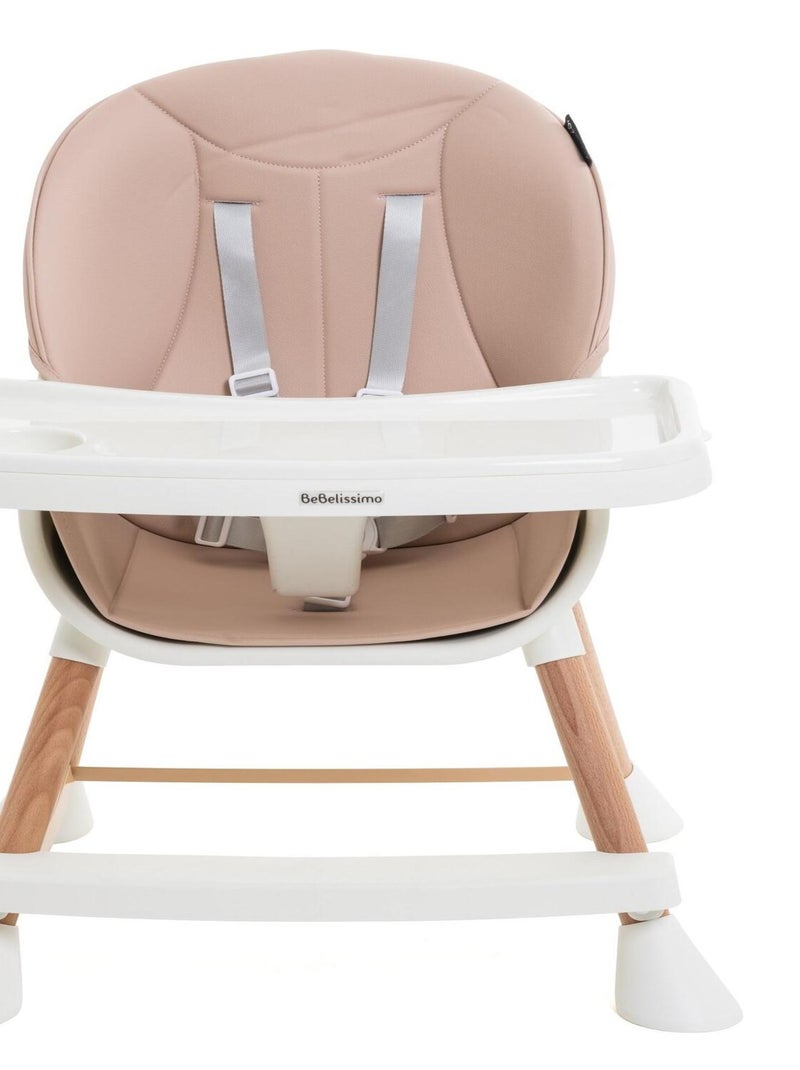 Chaise Haute Évolutive en Bois - 3 en 1 – 6 mois jusqu’à 5 ans - réhausseur - rose Rose - Kiabi