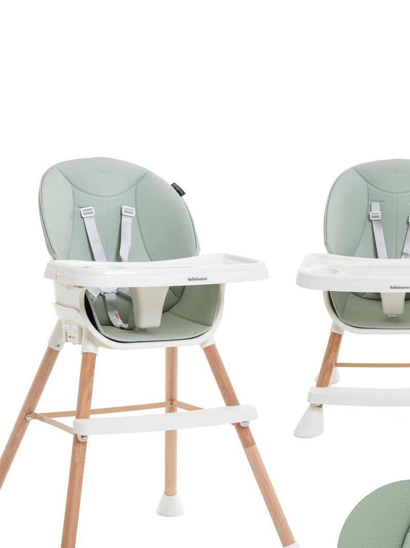 Chaise Haute Évolutive en Bois - 3 en 1 – 6 mois jusqu’à 5 ans - réhausseur - vert Vert - Kiabi