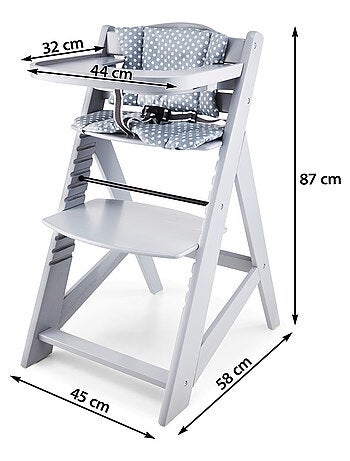 Chaise haute évolutive en bois avec plateau Mamabrum