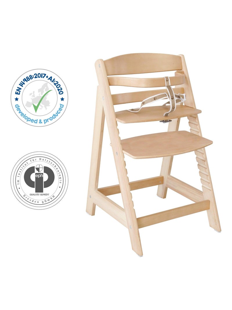 Chaise haute évolutive en bois dès 6 mois jusqu'à 70 kg - ROBA 'sit up III' Beige - Kiabi