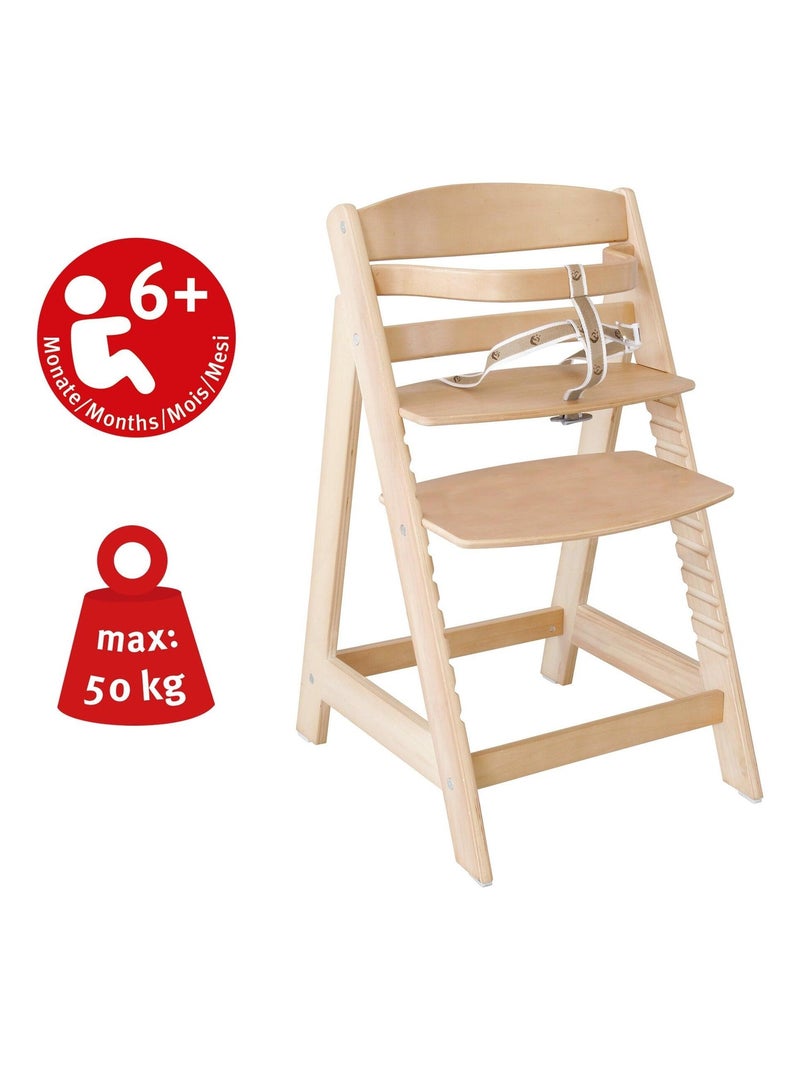 Chaise haute évolutive en bois dès 6 mois jusqu'à 70 kg - ROBA 'sit up III' Beige - Kiabi