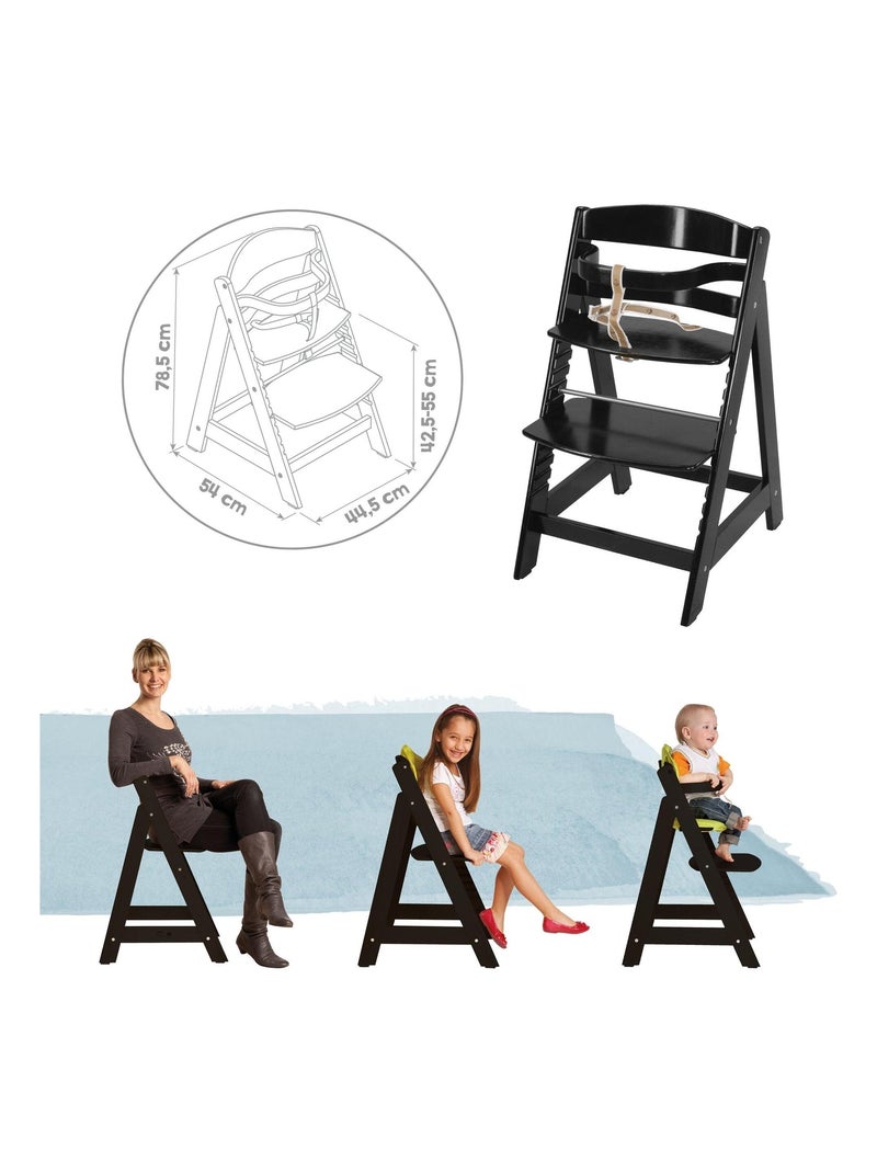Chaise haute évolutive en bois dès 6 mois jusqu'à 70 kg - ROBA 'sit up III' Noir - Kiabi