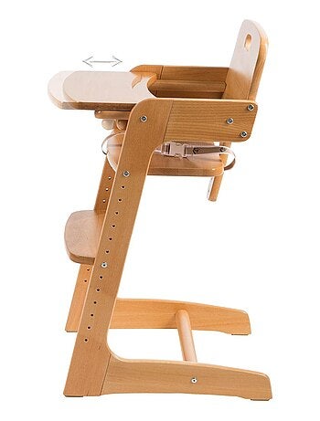 Chaise haute évolutive en bois massif avec plateau repas - Jusqu'à 50 kg - 'Roba Kid Up'