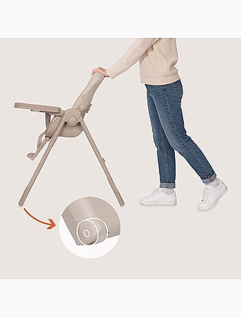 Chaise haute évolutive LIONELO Linn - Réglable hauteur - Roulettes - Pliage compact - Jusqu’à 15 kg