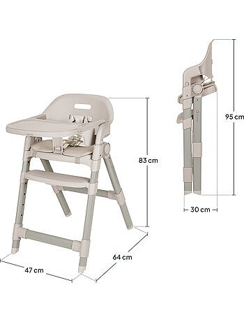 Chaise haute évolutive LIONELO Matt - Réglable hauteur - Pliage compact - Jusqu'à 110kg