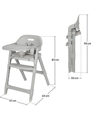 Chaise haute évolutive LIONELO Matt - Réglable hauteur - Pliage compact - Jusqu'à 110kg